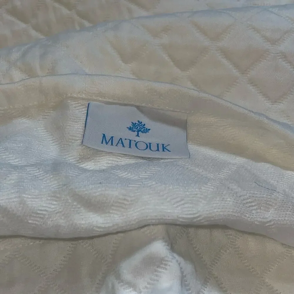 Matouk Quilted Euro Sham in‎ White Cotton Percale Gemma